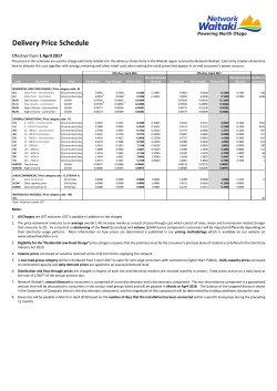 Delivery Price Schedule