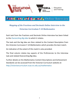 Mapping of the Fractions and Decimals Online Interview to the