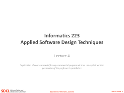 Informatics 223 Applied Software Design Techniques