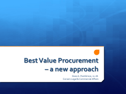 Best Value Procurement – a new approach