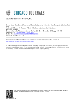 Promotional Bundles and Consumers Price Judgments: When the