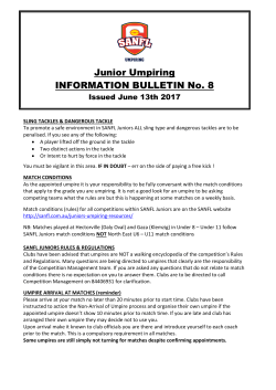 Junior Umpiring INFORMATION BULLETIN No. 8