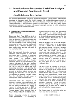11. Introduction to Discounted Cash Flow Analysis and Financial