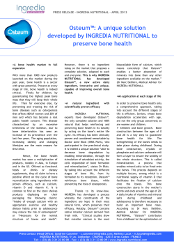 Osteum&trade;: A unique solution developed by INGREDIA