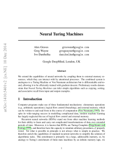 Neural Turing Machines arXiv:1410.5401v2 [cs.NE] 10 Dec 2014