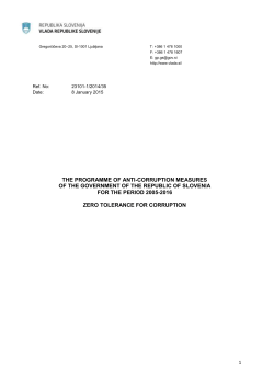 The Programme of Government Measures for Combating Corruption