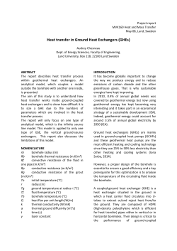 Heat Transfer in Ground Heat Exchangers (GHEs)