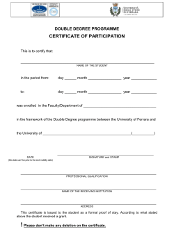 certificate of participation in socrates/erasmus programme