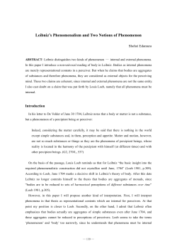 Leibniz`s Phenomenalism and Two Notions of Phenomenon