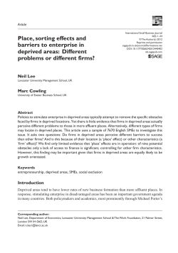 Place, sorting effects and barriers to enterprise in deprived areas