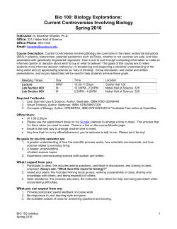Bio 100: Biology Explorations