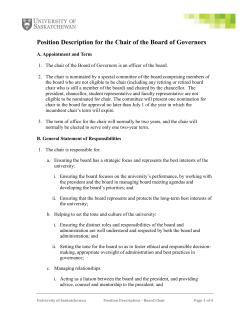 Position Description for the Chair of the Board of Governors