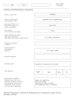 Internal Examiners or Heads of Department are requested to sign