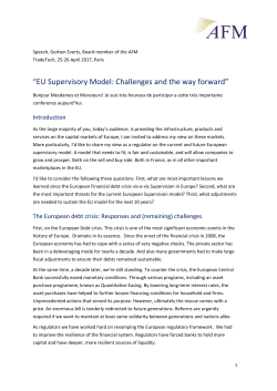 EU Supervisory Model: Challenges and the way forward