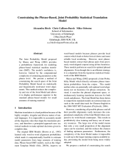 Constraining the Phrase-Based, Joint Probability Statistical