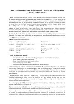 Course Evaluation for KEMB01/KEMB11 Organic Chemistry and