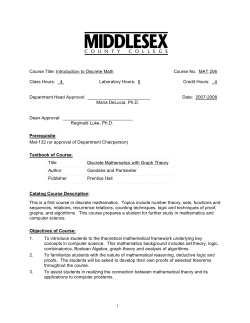Course Title: Introduction to Discrete Math Course No. MAT 206