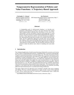Nonparametric Representation of Policies and Value Functions: A