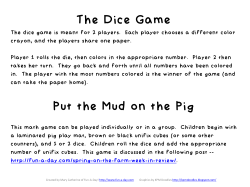 The Dice Game Put the Mud on the Pig - Fun-A-Day!