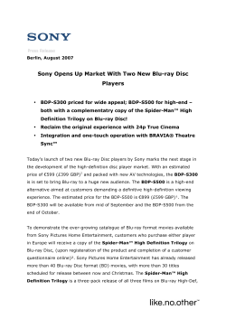 Sony Opens Up Market With Two New Blu