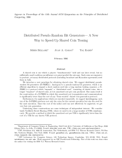 Distributed Pseudo-Random Bit Generators| A New Way to Speed