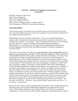 CONF 812 &ndash; Qualitative Foundations: Social Sciences Spring 2013