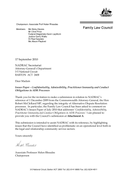 Issues Paper - Confidentiality, Admissibility, Practitioner Immunity