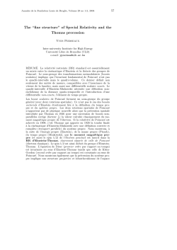 The &ldquo;fine structure&rdquo; of Special Relativity and the Thomas precession