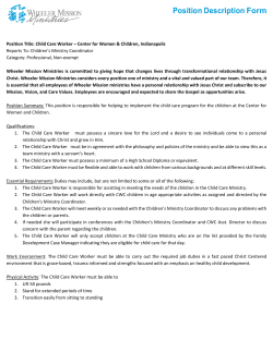 Position Description Form - Wheeler Mission Ministries