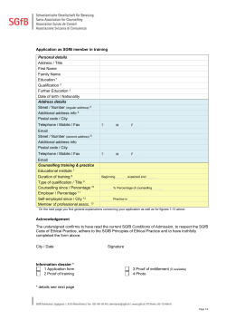 Application form for admission as a member in training