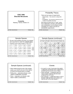 Probability Theory Sample Spaces Sample Spaces