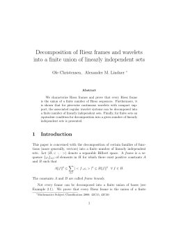 Decomposition of Riesz frames and wavelets into a finite union of