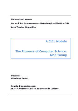A CLIL Module The Pioneers of Computer Science: Alan Turing