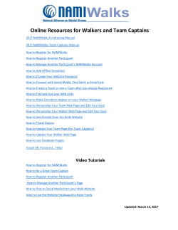 Online Resources for Walkers and Team Captains
