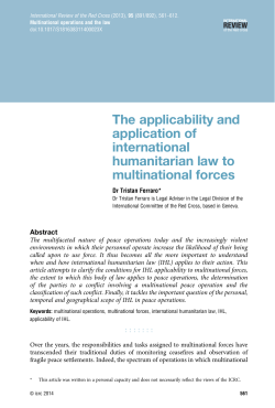 The applicability and application of international humanitarian law to