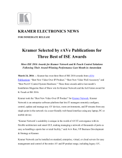 Kramer Selected by rAVe Publications for Three Best of ISE Awards