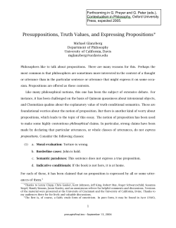 Presuppositions, Truth Values, and Expressing
