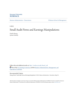 Small Audit Firms and Earnings Manipulations - SUrface
