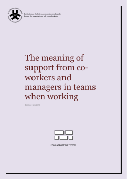 The meaning of support from co- workers and managers in teams