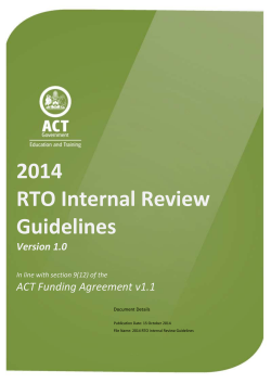 Evaluating the 2014 RTO Internal Review Tool