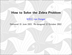 How to Solve the Zebra Problem