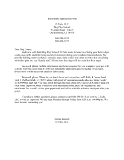 Enrollment Application Form D.Tails, LLC Dog Play School 4 Center