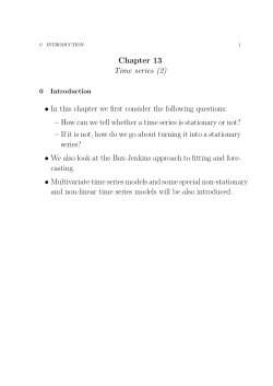 Chapter 13 Time series (2) &bull; In this chapter we first consider the