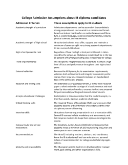College Admission Assumptions about IB diploma candidates