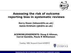 ORBIT Workshop I: Assessing the risk of outcome reporting bias in