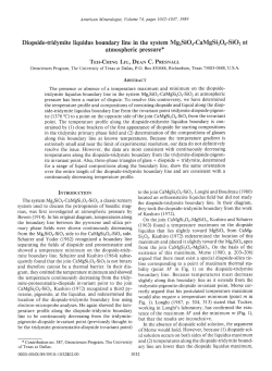 Diopside-tridymite liquidus boundary line in the system atmospheric
