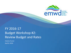FY 2016-17 Budget Workshop #2: Review Budget and Rates