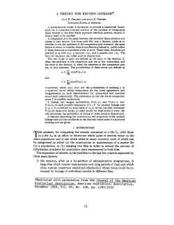 A THEORY FOR RECORD LINKAGE* IVAX P. FELLEGIANDALANB