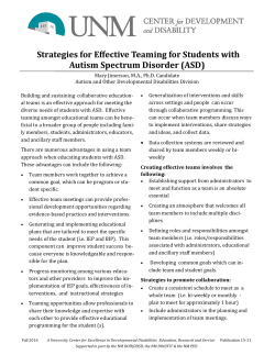 Strategies for Effective Teaming for Students with ASD