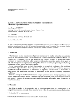 RATIONAL EXPECTATIONS WITH IMPERFECT COMPETITION A